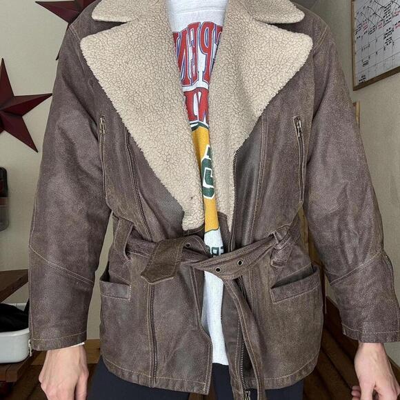 Jackets & Blazers - Winlit New York super cool moto style jacket with Sherpa collar